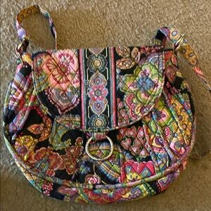 Vera Bradley Black and Pink Quilted Shoulder Bag. EUC.